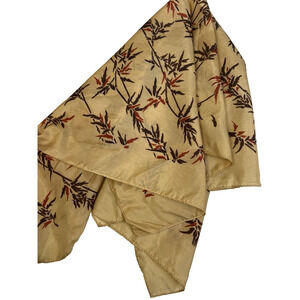 Vintage Bamboo Scarf Made In Italy 23" Square Brown "siussa" Head Neck Fashion